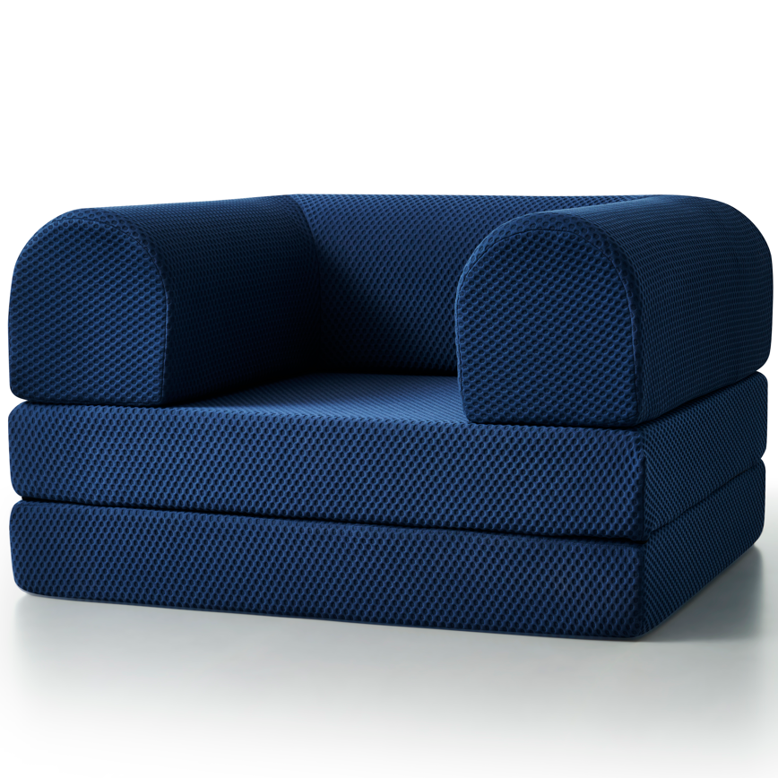 Blue textured Single Sofa - Bro on a white background