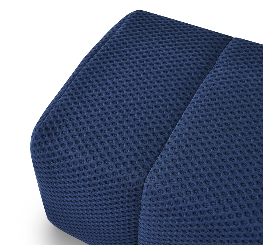 Blue Phaf Toto Ottoman with soft fabric upholstery and modern design, perfect as a versatile seating or footrest piece.