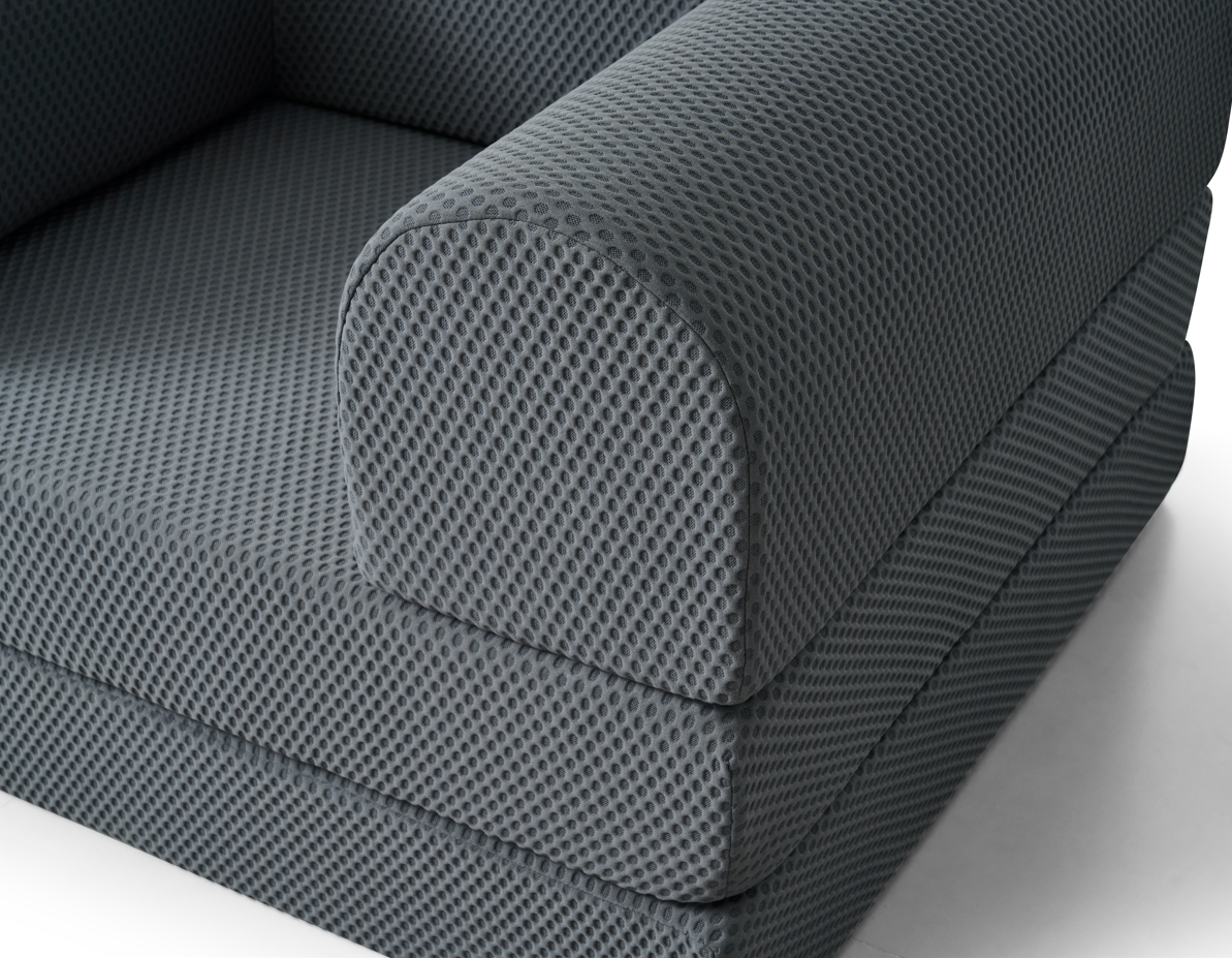 Close-up of a textured Gray Single Sofa - Bro on a white background