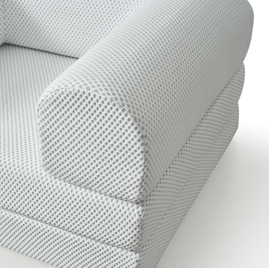 Close-up of a textured White Single  sofa- Bro  with a white background